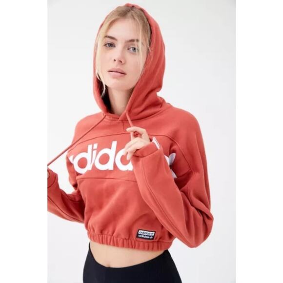 Women's ADIDAS CROPPED HOODIE Size SMALL (FH7636) NEW Sweatshirt - Picture 3 of 5